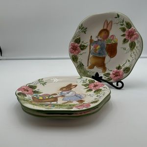 CERTIFIED INTERNATIONAL SUSAN WINGET RABBIT SALAD PLATES- set of three